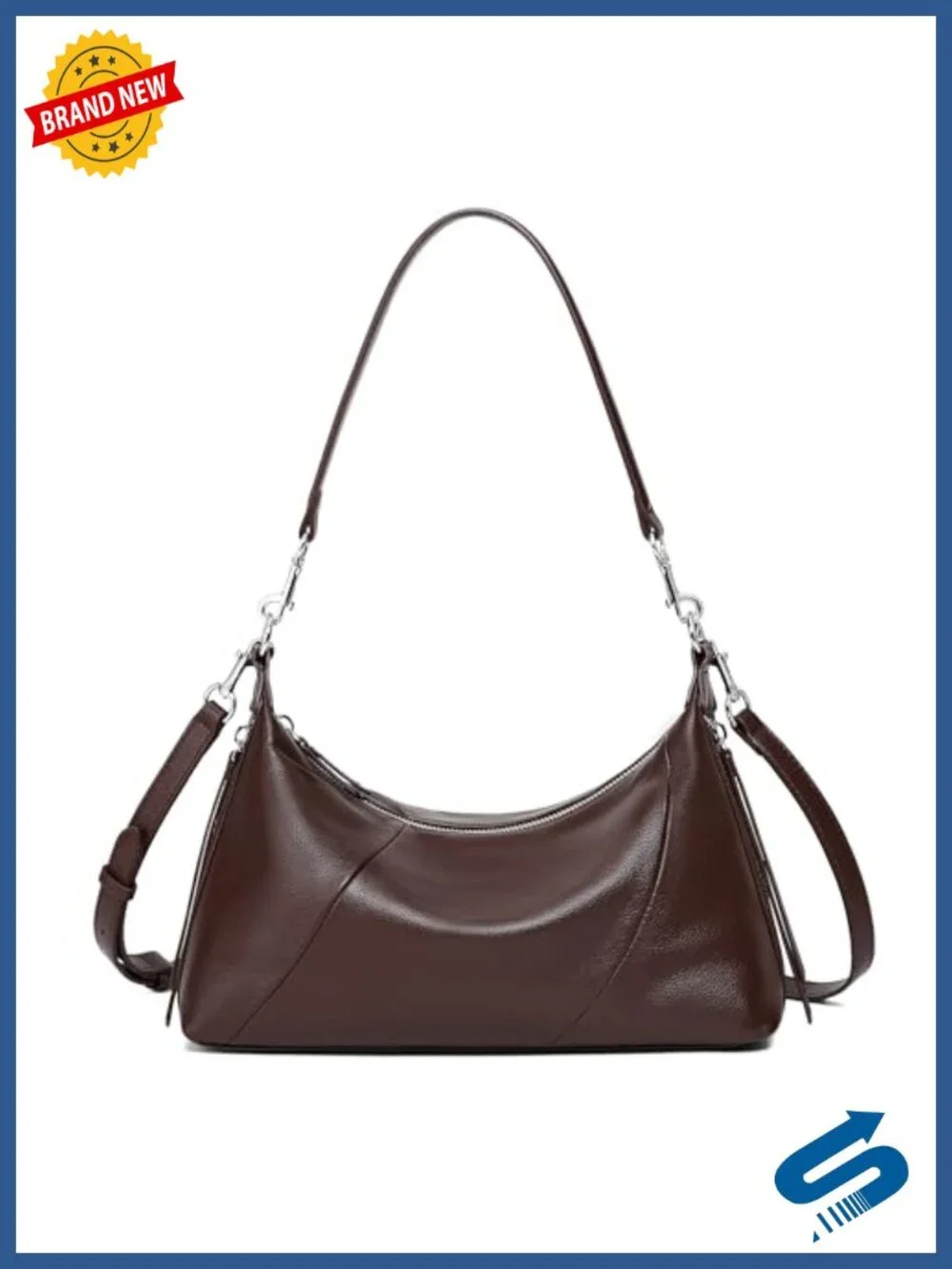 Genuine Leather Hobo Bag, Milled Pebble Leather Shoulder Bag, Crossbody Purse